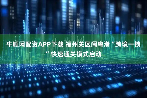 牛顺网配资APP下载 福州关区闽粤港“跨境一锁”快速通关模式启动
