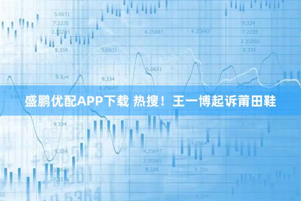 盛鹏优配APP下载 热搜！王一博起诉莆田鞋